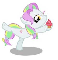 Size: 1024x1053 | Tagged: safe, artist:kirbymlp, coconut cream, pony, fame and misfortune, g4, cupcake, female, filly, food