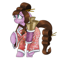 Size: 1500x1500 | Tagged: safe, artist:theomegaridley, oc, oc only, pony, clothes, female, kimono (clothing), mare, scroll, simple background, transparent background