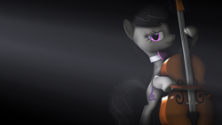 Size: 1920x1080 | Tagged: safe, artist:litterpaws, octavia melody, g4, 3d, bowtie, cello, female, looking at you, musical instrument, solo, source filmmaker, wallpaper