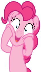 Size: 2875x5000 | Tagged: safe, artist:estories, pinkie pie, earth pony, pony, g4, cute, diapinkes, female, happy, high res, hooves on face, mare, open mouth, open smile, simple background, smiling, solo, transparent background, vector