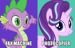Size: 868x554 | Tagged: safe, spike, starlight glimmer, dragon, fame and misfortune, g4, image macro, meme, meta