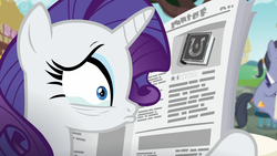 Size: 1920x1080 | Tagged: safe, screencap, rarity, pony, unicorn, fame and misfortune, g4, about to cry, crying, female, friendship journal, mare, newspaper, review, this will end in tears, written equestrian