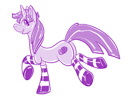 Size: 1035x800 | Tagged: safe, artist:hornbuckle, snails, latex pony, pony, rubber pony, g4, clothes, female, latex, male to female, monochrome, rubber, rule 63, shiny, simple background, socks, solo, spice, striped socks, transformation, transgender transformation, white background