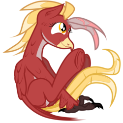 Size: 2400x2400 | Tagged: safe, artist:aaronmk, oc, oc only, oc:posada, classical hippogriff, hippogriff, high res, hippogriff oc, looking up, simple background, sitting, smiling, talons, transparent background, vector, wings