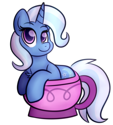 Size: 2300x2561 | Tagged: safe, artist:cutiepatootiee, trixie, pony, unicorn, g4, cup, cute, diatrixes, female, high res, mare, simple background, solo, teacup, that pony sure does love teacups, transparent background