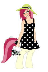 Size: 600x900 | Tagged: safe, artist:n1pslip, oc, oc only, oc:leaf, satyr, blushing, bouquet, parent:roseluck, simple background, solo, transparent background