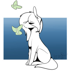 Size: 2791x2813 | Tagged: safe, artist:sweetmelon556, oc, oc only, oc:teddy, butterfly, earth pony, pony, female, high res, mare, sitting, solo