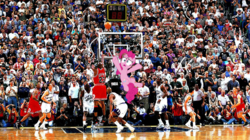 Size: 1438x807 | Tagged: safe, editor:kingkek42, pinkie pie, earth pony, pony, g4, basketball, chicago bulls, irl, michael jordan, nba, nba finals, photo, ponies in real life, utah jazz