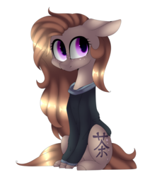 Size: 2590x2826 | Tagged: safe, artist:hyshyy, oc, oc only, oc:kenedy kendifer, earth pony, pony, clothes, female, high res, mare, simple background, sitting, solo, transparent background