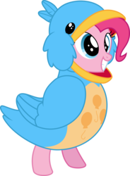 Size: 2733x3704 | Tagged: safe, artist:camo-pony, pinkie pie, earth pony, pony, equestria girls, g4, my little pony equestria girls: summertime shorts, the art of friendship, animal costume, bird costume, clothes, costume, cute, diapinkes, equestria girls ponified, eye shimmer, female, high res, pinkie birdie, ponified, simple background, solo, transparent background, vector