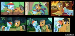 Size: 1600x780 | Tagged: safe, edit, screencap, quibble pants, rainbow dash, g4, stranger than fan fiction, angry, collage, cuddling, cutie mark, discovery family logo, faic, female, grin, happy, laughing, male, missing accessory, moments, nervous, ship:quibbledash, shipping, smiling, smug, smugdash, straight, tickling