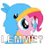 Size: 800x800 | Tagged: source needed, safe, artist:camo-pony, pinkie pie, pony, equestria girls, g4, my little pony equestria girls: summertime shorts, the art of friendship, animal costume, animated, bird costume, bust, clothes, costume, cute, diapinkes, equestria girls ponified, eye shimmer, female, gif, lemme smash, meme, pinkie birdie, ponified, simple background, smiling, solo, vibrating, white background
