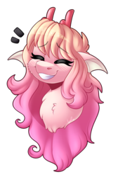 Size: 2438x3632 | Tagged: safe, artist:shyshyoctavia, oc, oc only, oc:amatheia, merpony, pony, bust, eyes closed, female, high res, mare, portrait, simple background, smiling, solo, transparent background