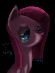 Size: 849x1119 | Tagged: safe, artist:xcuteikinz, pinkie pie, earth pony, pony, g4, female, pinkamena diane pie, sad, solo, sorry