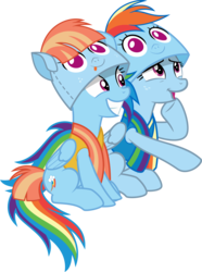 Size: 3000x4043 | Tagged: safe, artist:sollace, rainbow dash, windy whistles, pony, g4, parental glideance, .svg available, clothes, costume, duo, open mouth, raised hoof, show accurate, simple background, sitting, smiling, transparent background, vector