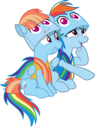 Size: 3000x4043 | Tagged: safe, artist:sollace, rainbow dash, windy whistles, pony, g4, parental glideance, .svg available, clothes, costume, duo, grimace, like mother like daughter, like parent like child, open mouth, raised hoof, show accurate, simple background, sitting, smiling, transparent background, vector
