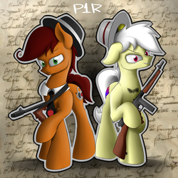 Size: 2900x2900 | Tagged: safe, artist:p1nk1e ra1n, oc, oc only, oc:rain storm, pony, hat, high res, tommy gun, weapon