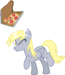 Size: 6400x7388 | Tagged: safe, artist:parclytaxel, derpy hooves, pegasus, pony, g4, rock solid friendship, .svg available, absurd resolution, abuse, derpybuse, duckface, female, food, mare, one eye closed, pizza, pizza box, raised hoof, simple background, solo, transparent background, vector