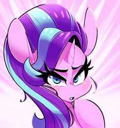 Size: 1331x1422 | Tagged: safe, artist:sourspot, starlight glimmer, pony, unicorn, g4, blushing, bust, cute, female, glimmerbetes, looking at you, mare, portrait, solo