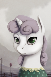 Size: 769x1164 | Tagged: safe, artist:28gooddays, sweetie belle, pony, unicorn, g4, bust, clothes, female, portrait, solo