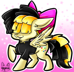 Size: 3913x3788 | Tagged: safe, artist:hiro-uzumaki, songbird serenade, pegasus, pony, g4, my little pony: the movie, bow, chibi, clothes, cute, female, hair bow, high res, mare, raised hoof, smiling, solo, songbetes