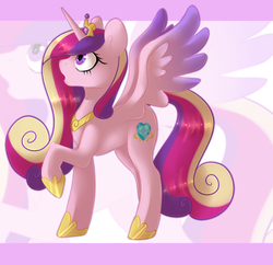 Size: 737x713 | Tagged: safe, artist:tigra0118, princess cadance, alicorn, pony, g4, female, mare, open mouth, profile, raised hoof, solo, spread wings, surprised, wings, zoom layer