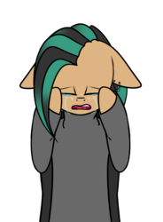 Size: 946x1285 | Tagged: safe, artist:despotshy, oc, oc only, oc:lil sadness, earth pony, pony, clothes, crying, female, floppy ears, mare, simple background, solo, transparent background