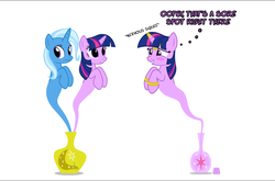 Size: 1048x692 | Tagged: safe, artist:navitaserussirus, trixie, twilight sparkle, genie, pony, g4, cropped, female, lesbian, ship:twixie, shipping