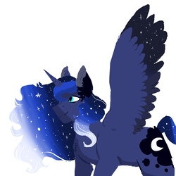 Size: 2000x2000 | Tagged: safe, artist:scarletskitty12, princess luna, alicorn, pony, g4, female, gradient mane, high res, mare, simple background, smiling, solo, white background