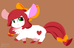 Size: 6568x4288 | Tagged: safe, artist:glitterstar2000, oc, oc only, oc:heart, pony, absurd resolution, art trade, big ears, bow, chest fluff, female, hair bow, mare, simple background, smiling, solo