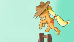 Size: 1920x1080 | Tagged: safe, artist:whoovespon3, applejack, earth pony, pony, g4, jumping