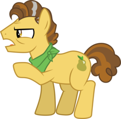 Size: 3063x3001 | Tagged: safe, artist:cloudy glow, grand pear, earth pony, pony, g4, the perfect pear, bandana, high res, male, open mouth, simple background, solo, stallion, transparent background, vector, young grand pear, younger