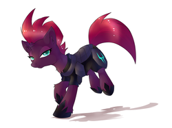Size: 1707x1280 | Tagged: safe, artist:kaliner123, tempest shadow, pony, unicorn, g4, my little pony: the movie, armor, broken horn, eye scar, female, horn, looking at you, mare, scar, simple background, solo
