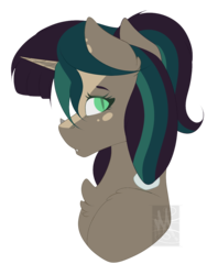 Size: 878x1111 | Tagged: safe, artist:mauuwde, oc, oc only, oc:yaniee, pony, unicorn, bust, female, mare, portrait, simple background, solo, transparent background