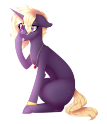 Size: 3029x3503 | Tagged: safe, artist:ohhoneybee, oc, oc only, oc:dingo bait, pony, unicorn, female, high res, mare, simple background, sitting, solo, tongue out, transparent background