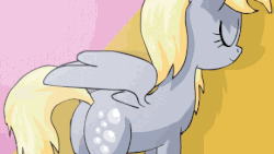 Size: 460x259 | Tagged: safe, artist:alfa995, edit, derpy hooves, pegasus, pony, g4, animated, butt, cardcaptor sakura, catch you catch me, cute, derpabetes, female, frame by frame, gif, mare, plot, saddle bag, solo, underp