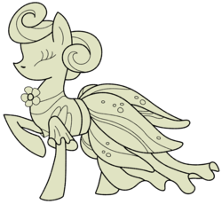 Size: 7600x7000 | Tagged: safe, artist:tardifice, earth pony, pony, forever filly, g4, absurd resolution, clothes, dress, eyes closed, female, mare, morning sunshine tulip frock, raised hoof, simple background, sketch, transparent background, vector