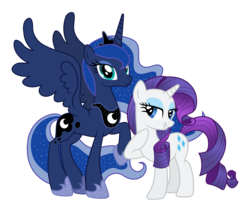 Size: 3791x3203 | Tagged: safe, artist:pantera000, princess luna, rarity, pony, g4, high res, raised hoof, simple background, transparent background, vector