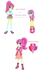 Size: 755x1297 | Tagged: safe, artist:berrypunchrules, sour sweet, sweetie belle, oc, oc:sweet cream, equestria girls, g4, fusion, fusion:sour sweet, fusion:sweetie belle