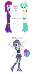 Size: 621x1228 | Tagged: safe, artist:berrypunchrules, mystery mint, tennis match, oc, oc:misty break, equestria girls, g4, four arms, fusion, fusion:mystery mint, fusion:tennis match, multiple arms