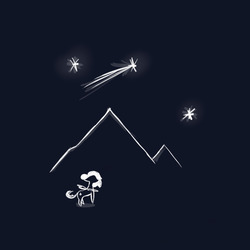 Size: 1280x1280 | Tagged: safe, artist:vylet pony, pony, mountain, night, shooting star, simple background, solo, stars
