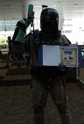 Size: 656x960 | Tagged: safe, flash sentry, pony, bronycon, bronycon 2017, g4, boba fatass, boba fett, clothes, cosplay, costume, irl, photo, star wars, wanted poster