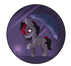 Size: 1681x1546 | Tagged: safe, artist:lazerblues, oc, oc only, oc:miss eri, pony, black and red mane, flower, solo, two toned mane, umbrella