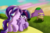 Size: 3647x2434 | Tagged: safe, artist:bronybehindthedoor, starlight glimmer, twilight sparkle, alicorn, pony, unicorn, g4, bench, duo, eyes closed, high res, raised hoof, smiling, twilight sparkle (alicorn)