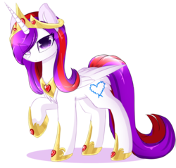Size: 1024x979 | Tagged: safe, artist:little-sketches, oc, oc only, oc:shayde, alicorn, pony, alicorn oc, commission, crown, female, jewelry, looking at you, mare, raised hoof, regalia, simple background, solo, transparent background