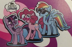 Size: 3264x2122 | Tagged: safe, pinkie pie, rainbow dash, twilight sparkle, alicorn, pony, g4, glasses, heart shaped glasses, high res, speech bubble, star glasses, sunglasses, twilight sparkle (alicorn)