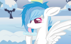 Size: 1920x1200 | Tagged: safe, artist:theskif, oc, oc only, oc:yuksieboom, horse, pegasus, pony, blue hair, cold, cute, eye, eyes, female, forest, fur, hair, hoof hold, icicle, licking, male, mane, mare, mountain, pink tongue, purple eyes, snow, solo, stallion, stupidity, tasty, this will end in pain, this will end in tears, this will not end well, tongue out, tree, wings, winter