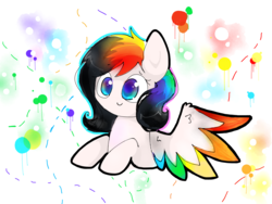 Size: 2048x1536 | Tagged: safe, artist:pinkflutter, oc, oc only, oc:rainbow noir, pegasus, pony, bust, colored wings, female, mare, multicolored wings, portrait, solo