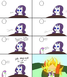 Size: 1740x2000 | Tagged: safe, artist:kamikakushi, rarity, sweetie belle, pony, spider, g4, arson, clock, female, fire, food, overreaction, sisters, tea