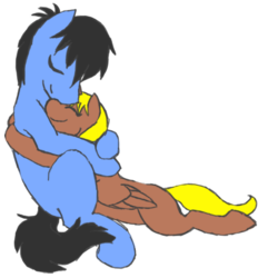 Size: 473x491 | Tagged: safe, artist:sterlingarc, oc, oc only, earth pony, pegasus, pony, blank flank, female, hug, male, oc x oc, shipping, simple background, straight, transparent background